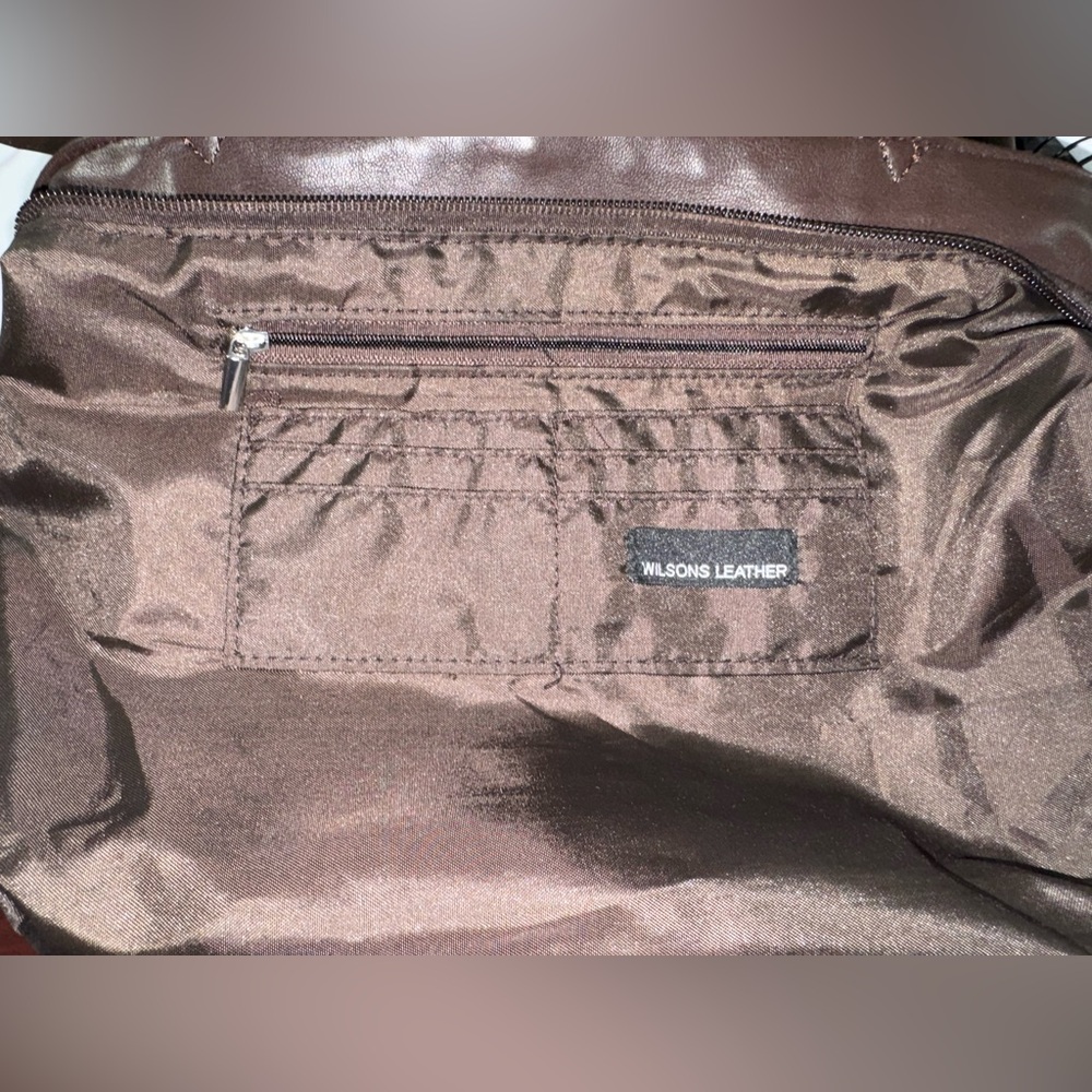 Wilsons Leather Tote Organizers Classic Brown Leather Shoulder Bag - Picture 9 of 10